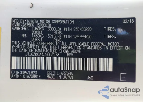 2018 Lexus Rx 350L Premium from USA, damaged, VIN JTJGZKCA4J2003278